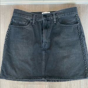 Frame Black Denim Skirt with Stud Detailing